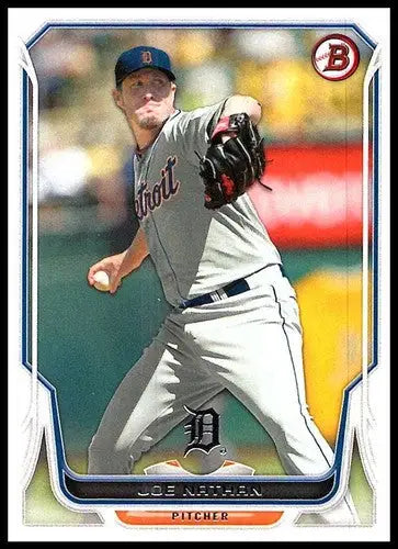 Original gloss Joe Nathan baseball card from 2014 Bowman NM-MT Tigers ID 72772