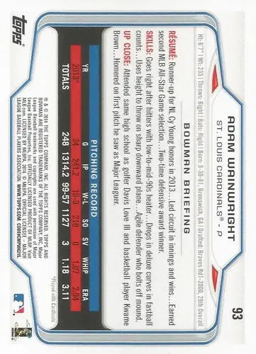 2014 Bowman #93 Adam Wainwright NM-MT Cardinals ID:73332 - Baseball Card Single