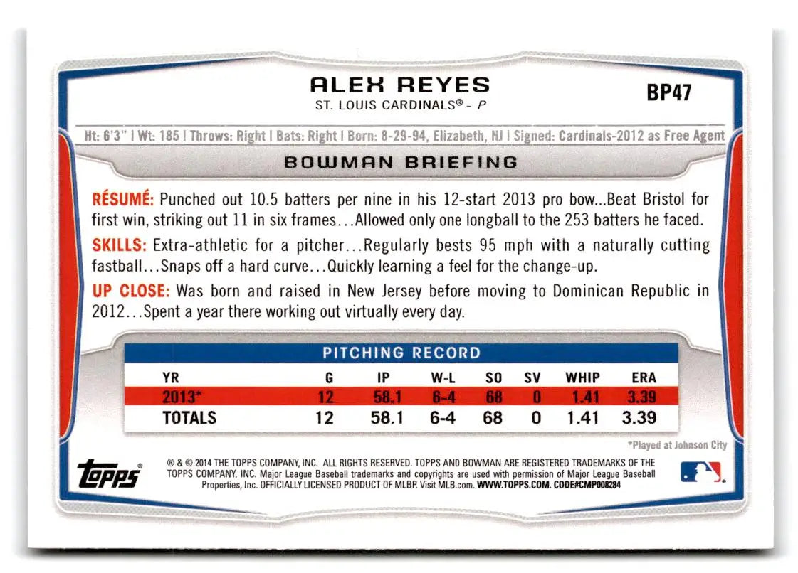 2014 Bowman #BP47 Alex Reyes Prospects - Baseball Card Single