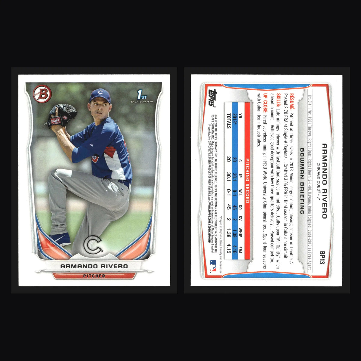 2014 Bowman Prospects #BP13 Armando Rivero 1st Bowman Chicago Cubs - Baseball Card Single