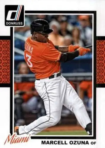 2014 Donruss Series 2 Marcell Ozuna baseball card with original gloss featuring Marlins