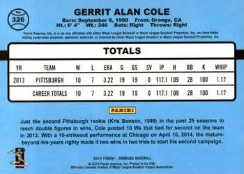 2014 Donruss Series 2 #326 Gerrit Cole NMMT Pirates - Baseball Card Single