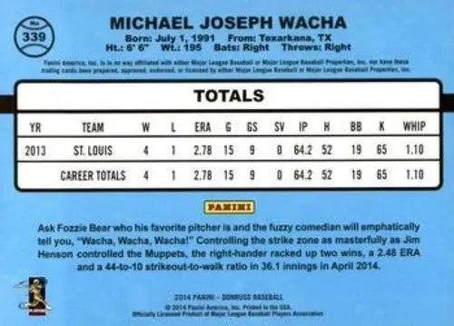 Michael Wacha baseball card from 2014 Donruss Series 2 #339 NMMT Cardinals