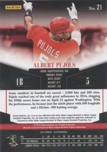 Back of a baseball trading card featuring Albert Pujols from Donruss Series with original gloss