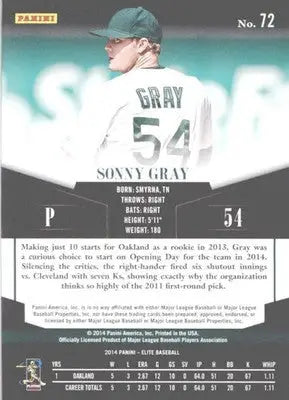 2014 Donruss Series 2 Elite #72 Sonny Gray NM-MT ID:18837 - Baseball Card Single
