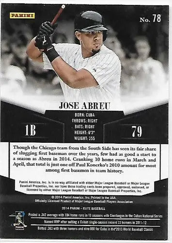 2014 Donruss Series 2 Elite #78 Jose Abreu NMMT White Sox - Baseball Card Single