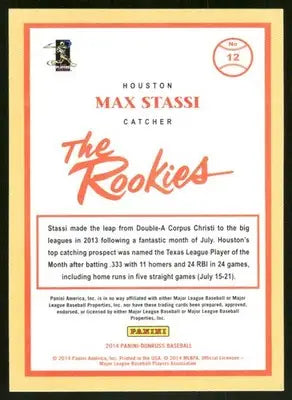 2014 Donruss The Rookies Max Stassi #12 RC Baseball - Baseball Card Single