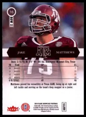 2014 Flair Showcase Jake Matthews 16 Arizona Cardinals