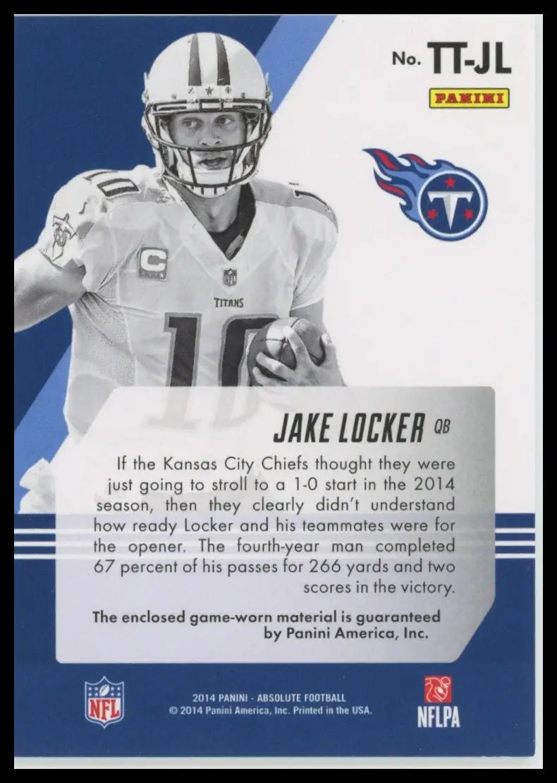 2014 Panini Absolute Tools of the Trade Jake Locker TT-JL /149 Tennessee Titans - Football Card Single