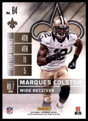 2014 Panini Contenders Marques Colston 84 New Orleans Saints