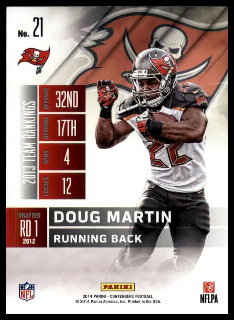 2014 Panini Contenders Season Ticket Doug Martin #21 Tampa Bay Buccaneers Card - Football Card Single