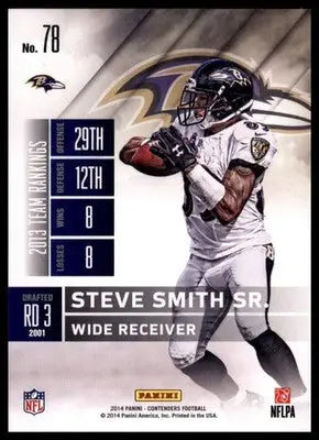 2014 Panini Contenders Steve Smith Sr. 78 Baltimore Ravens