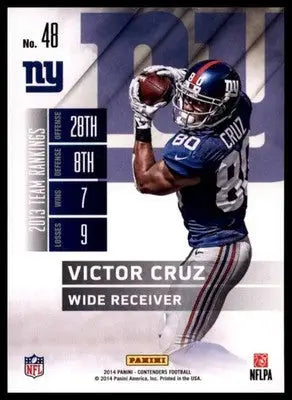 2014 Panini Contenders Victor Cruz 48 North Carolina Tar Heels