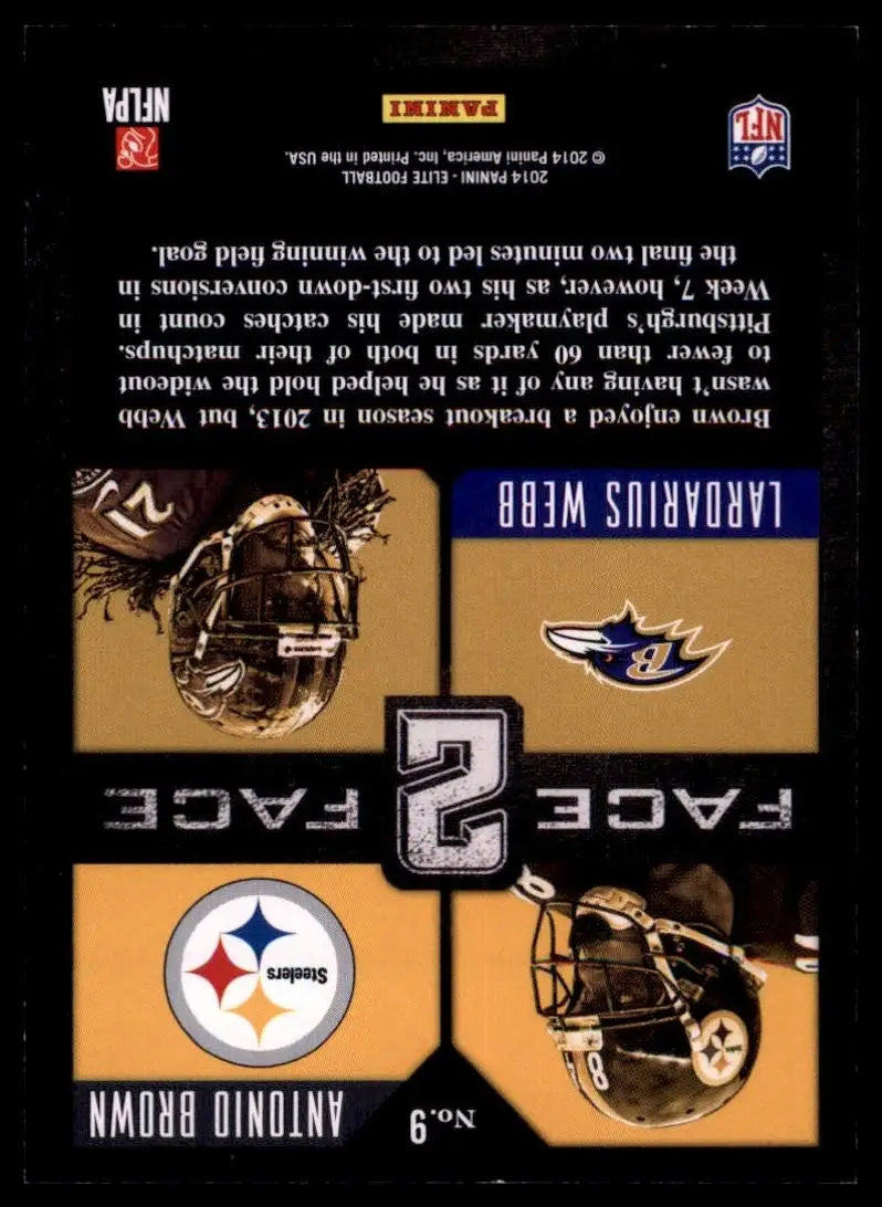 2014 Panini Elite - Face 2 Face Antonio Brown Lardarius Webb #9 Silver - Football Card Single