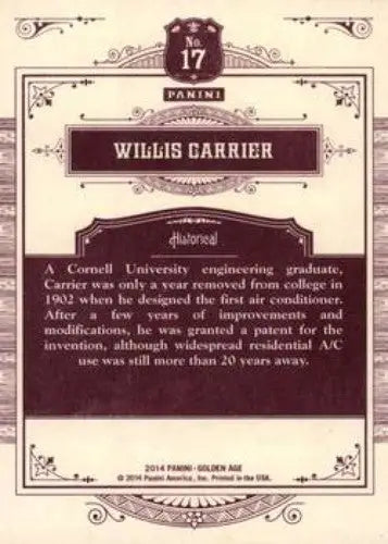 2014 Panini Golden Age #17 Willis Carrier NMMT ID:6952 - Non-Sports Card Single