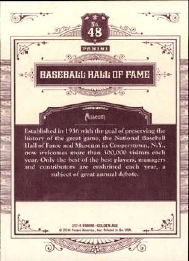 2014 Panini Golden Age #48 Baseball Hall of Fame NMMT ID:6968 - Baseball Card Single