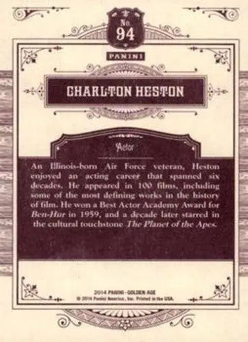 2014 Panini Golden Age #94 Charlton Heston NMMT ID:6995 - Non-Sports Card Single