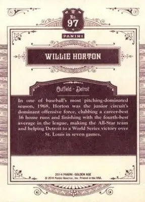 2014 Panini Golden Age #97 Willie Horton NMMT Tigers ID:6998 - Baseball Card Single