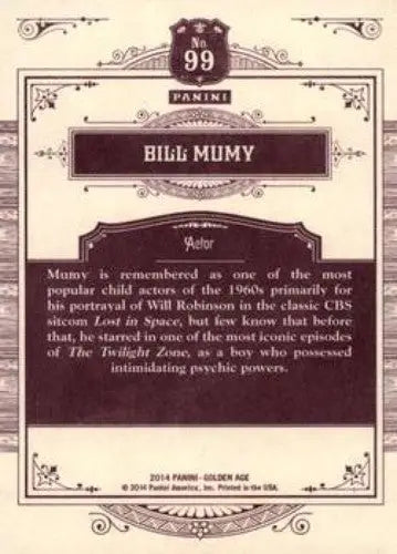 2014 Panini Golden Age #99 Bill Mumy NMMT ID:6999 - Non-Sports Card Single