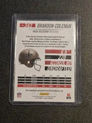 2014 Panini Hot Rookies #343 Brandon Coleman Rookie Signatures Red #/75 - Football Card Single