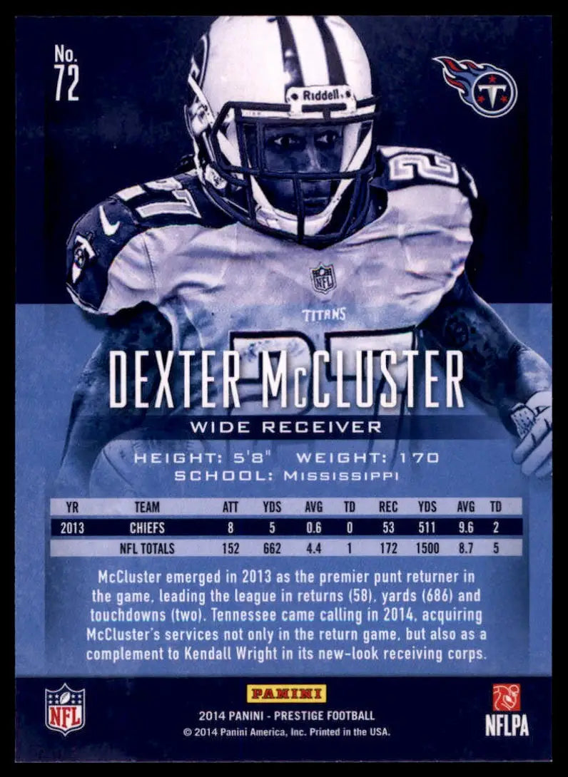2014 Panini Prestige Dexter McCluster 72 Tennessee Titans NM - Football Card Single