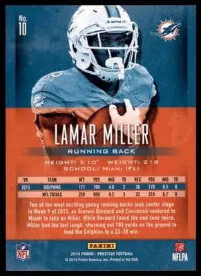 2014 Panini Prestige Lamar Miller 10 Miami Dolphins