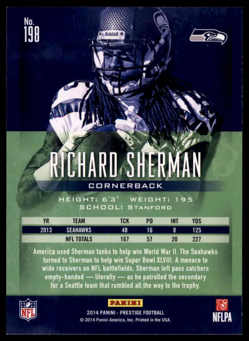 2014 Panini Prestige Richard Sherman 198 Seattle Seahawks NM - Football Card Single