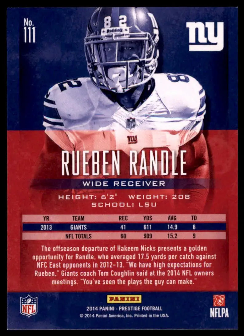 2014 Panini Prestige Rueben Randle 111 New York Giants NM - Football Card Single