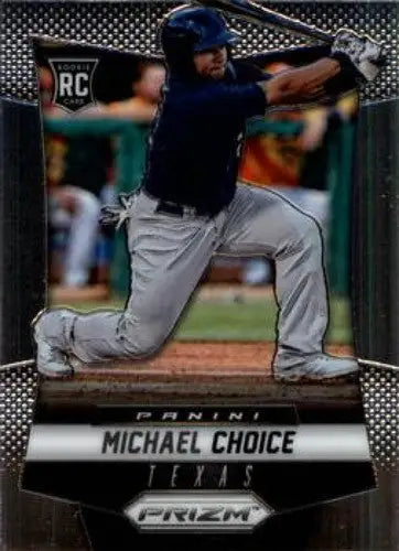 Original gloss baseball card featuring Michael Choice from Panini Prizm 2014 Rangers