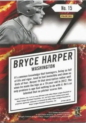 2014 Panini Prizm Fearless #15 Bryce Harper NM-MT Nationals - Baseball Card Single