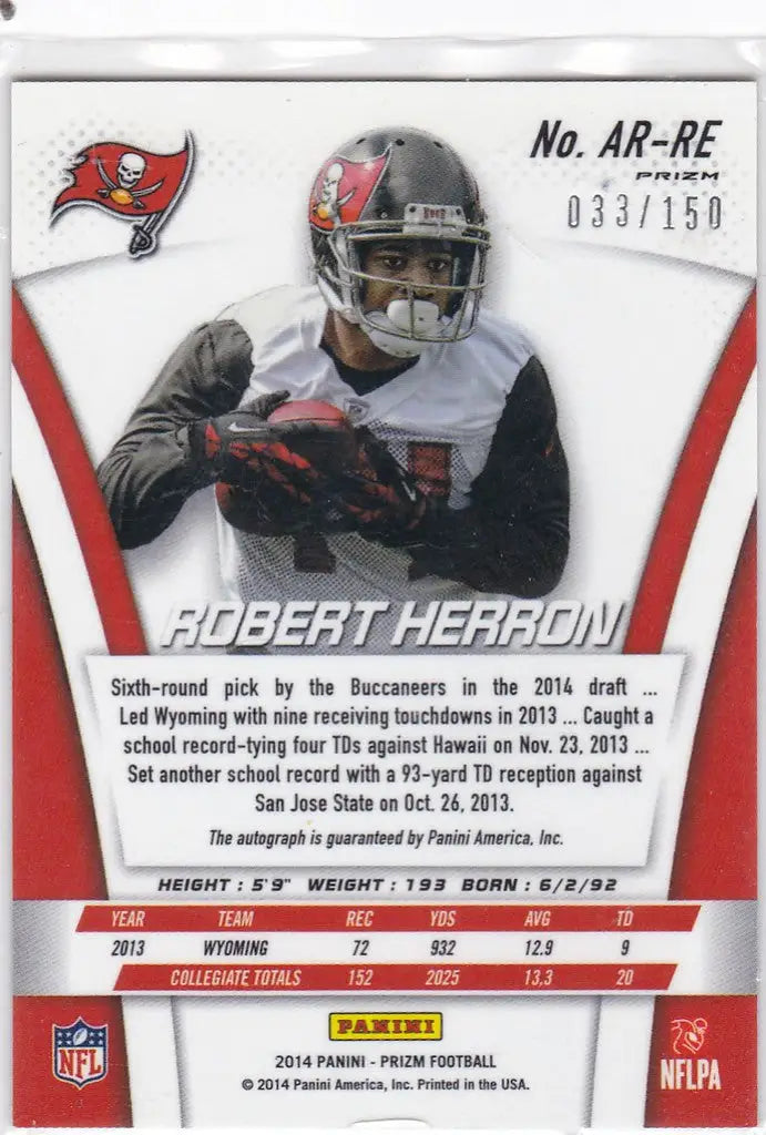 Panini Prizm Robert Herron Auto Rookie Card featuring Tampa Bay Buccaneers player