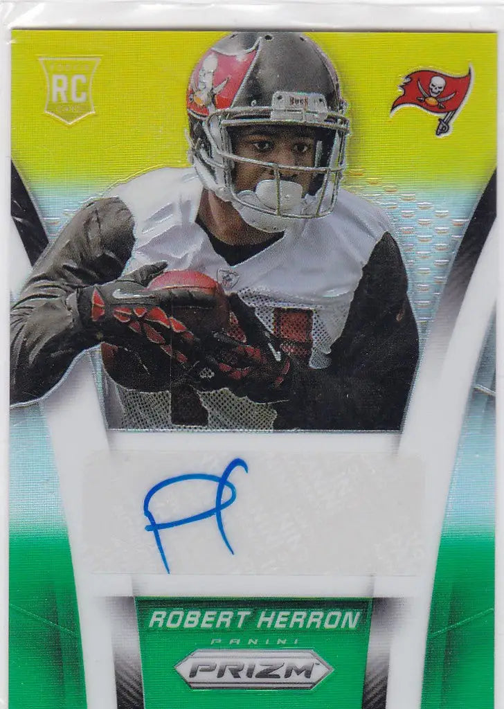 Football trading card of Robert Herron auto from 2014 Panini Prizm Buccaneers