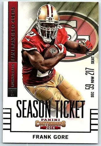 Original gloss of Frank Gore football card from 2014 Playoff Contenders simply sandoval sports cards