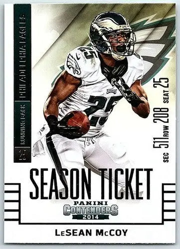 2014 Playoff Contenders LeSean McCoy football card with original gloss featuring Eagles