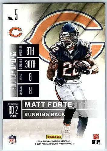 2014 Playoff Contenders Season Ticket #5 Matt Forte NM-MT Bears - Football Card Single