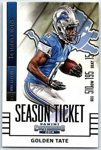Original gloss Golden Tate football card from 2014 Playoff Contenders Season Ticket series