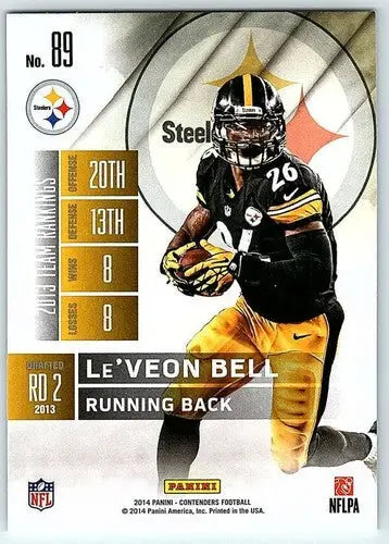 Original gloss Le’Veon Bell football card from 2014 Playoff Contenders Steelers sports cards collection