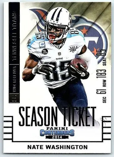 Original gloss 2014 Playoff Contenders Nate Washington football card Titans