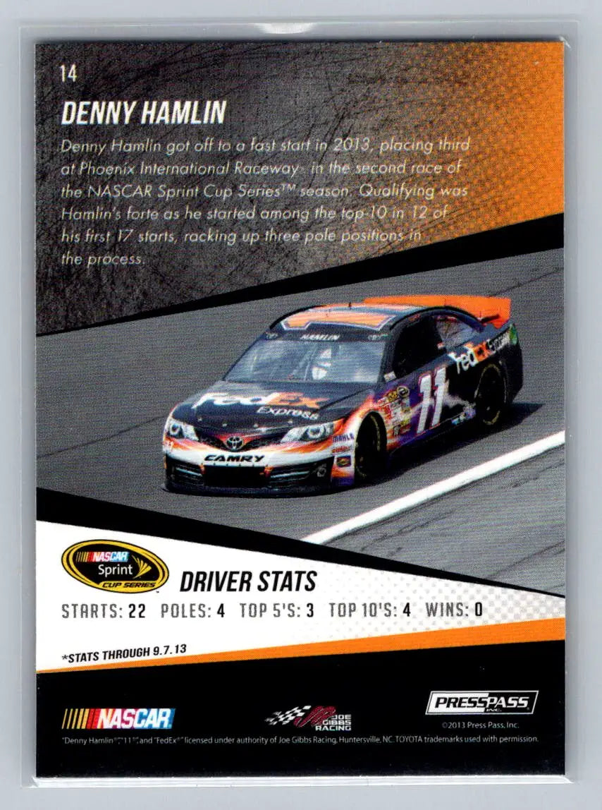 2014 Press Pass #14 Denny Hamlin Joe Gibbs Racing - Racing Card Single
