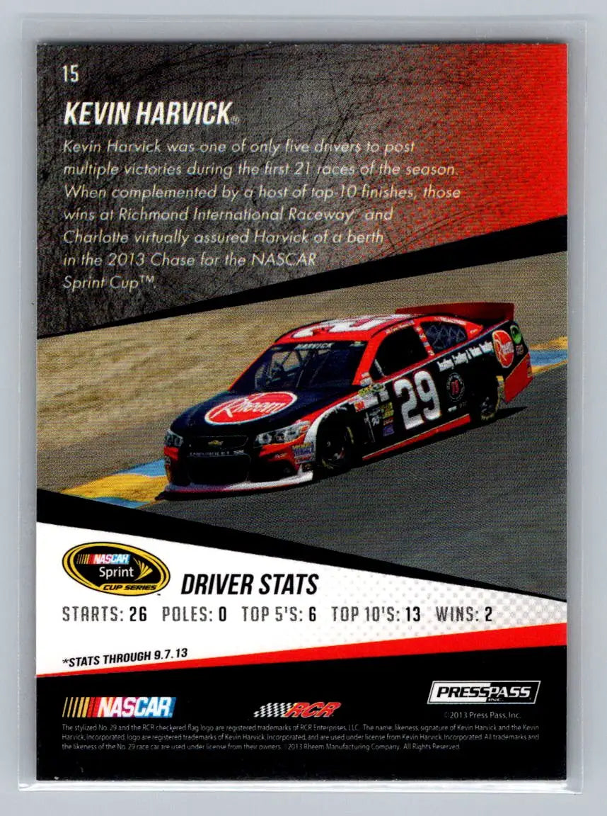 2014 Press Pass #15 Kevin Harvick Richard Childress Racing - Racing Card Single