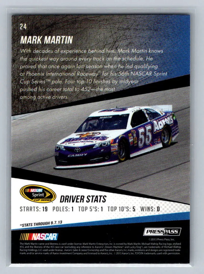 2014 Press Pass #24 Mark Martin Michael Waltrip Racing - Racing Card Single