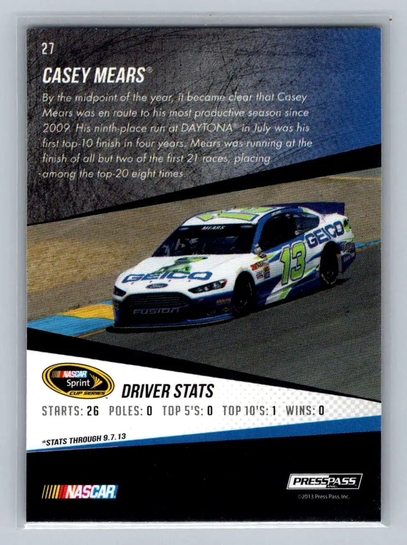 2014 Press Pass #27 Casey Mears Germain Racing - Racing Card Single