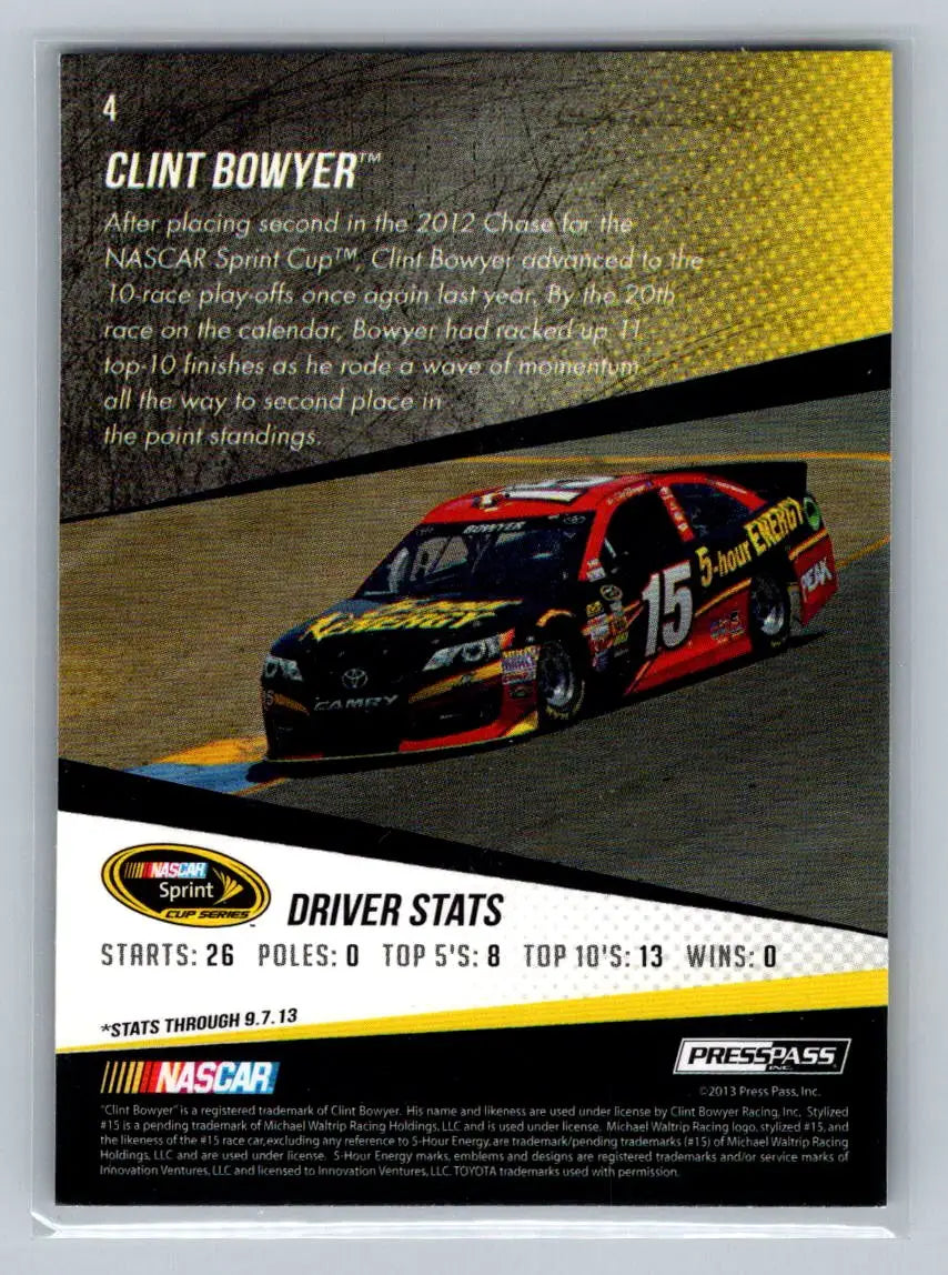 2014 Press Pass #4 Clint Bowyer Michael Waltrip Racing - Racing Card Single