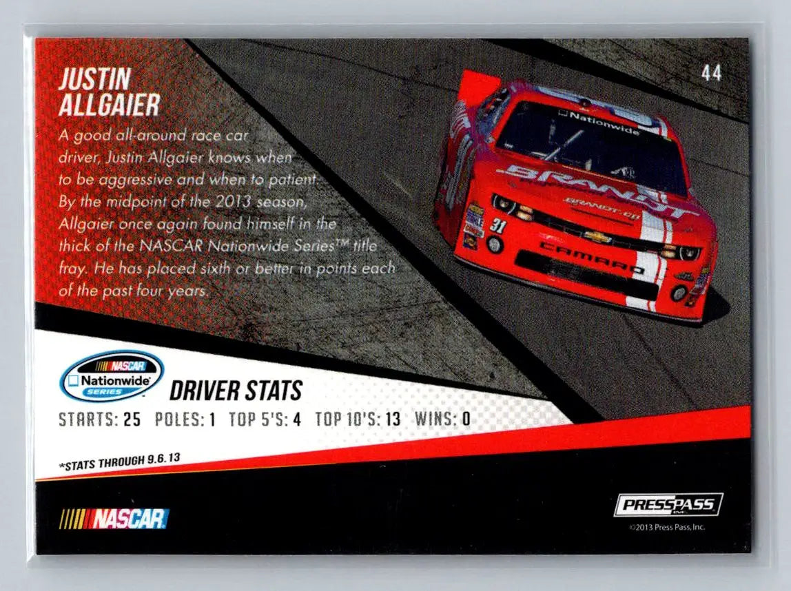 2014 Press Pass #44 Justin Allgaier Turner Scott Motorsports - Racing Card Single