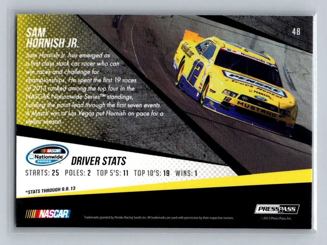 2014 Press Pass #48 Sam Hornish Jr. Penske Racing South - Racing Card Single