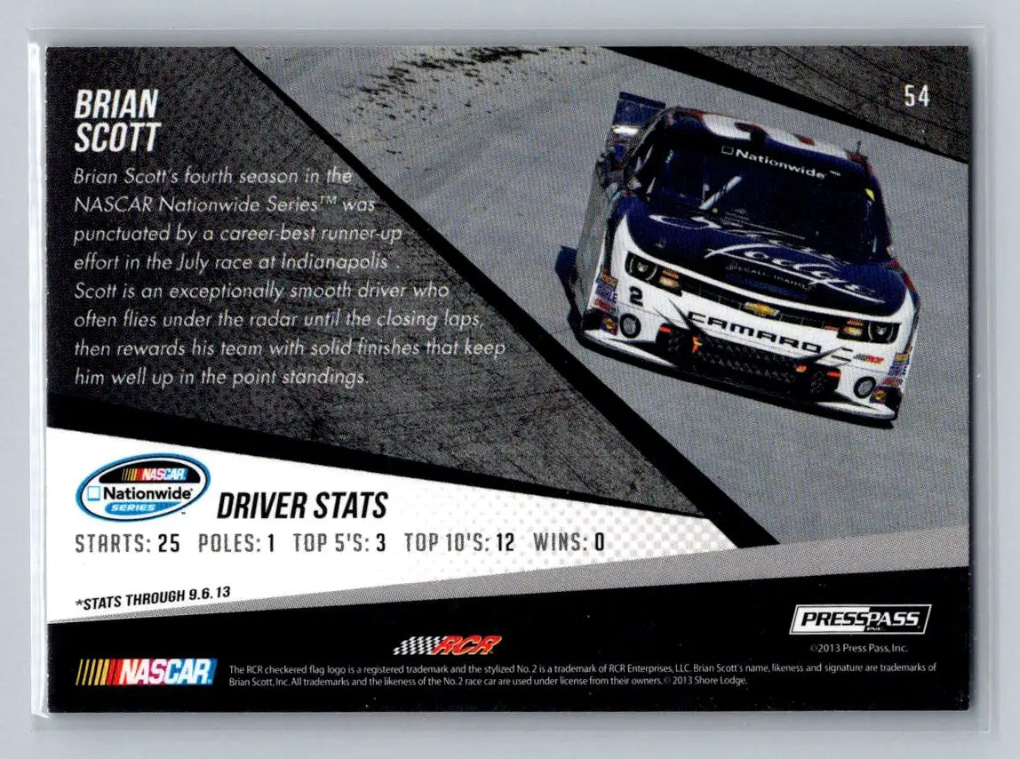 2014 Press Pass #54 Brian Scott Richard Childress Racing - Racing Card Single