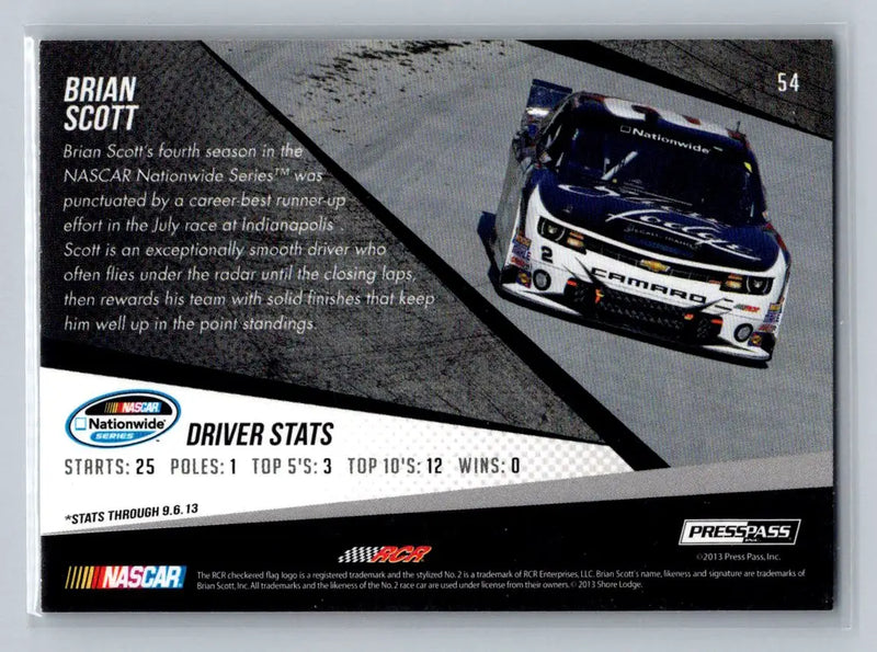 2014 Press Pass #54 Brian Scott Richard Childress Racing - Racing Card Single