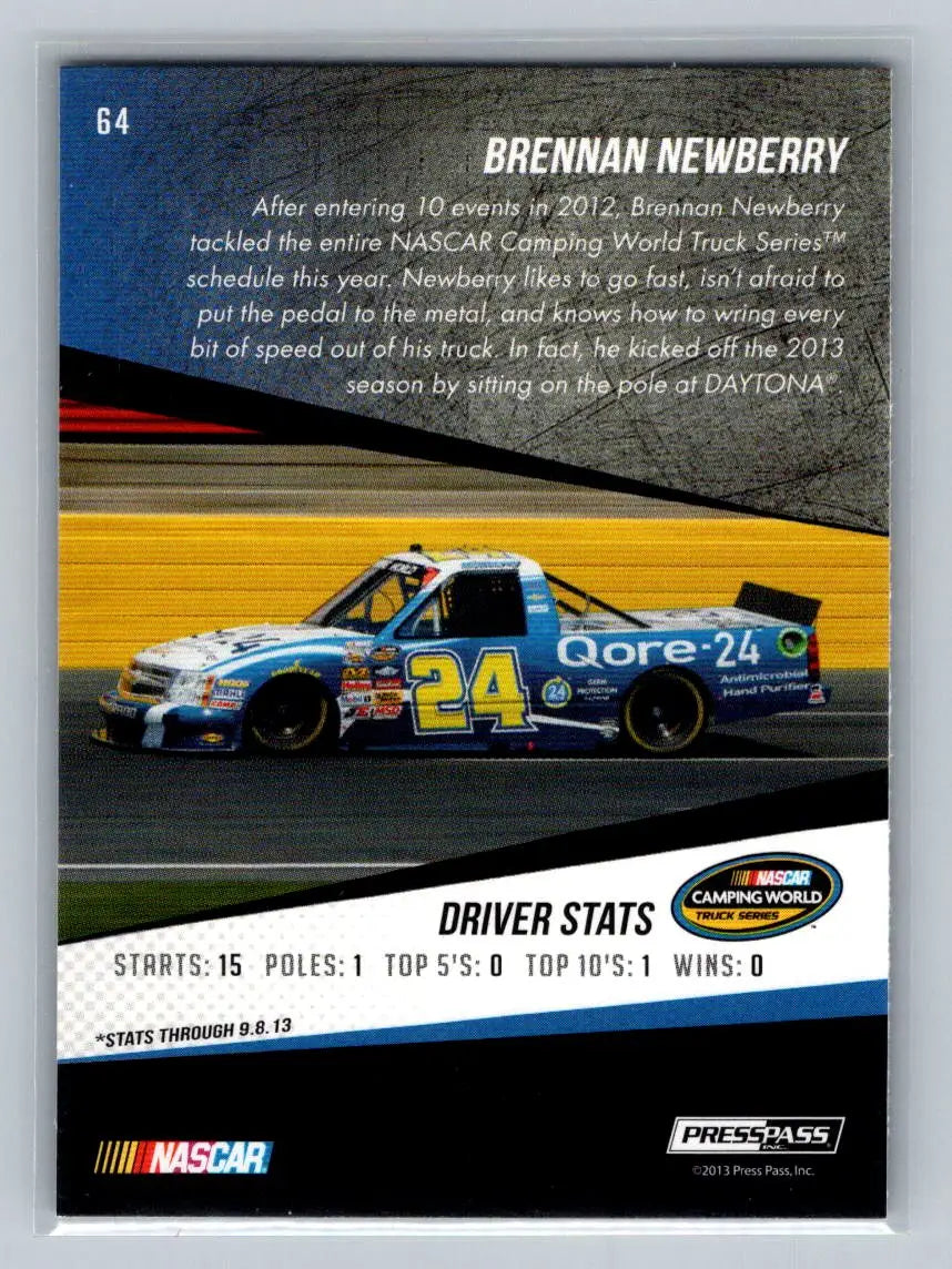 2014 Press Pass #64 Brennan Newberry NTS Motorsports - Racing Card Single