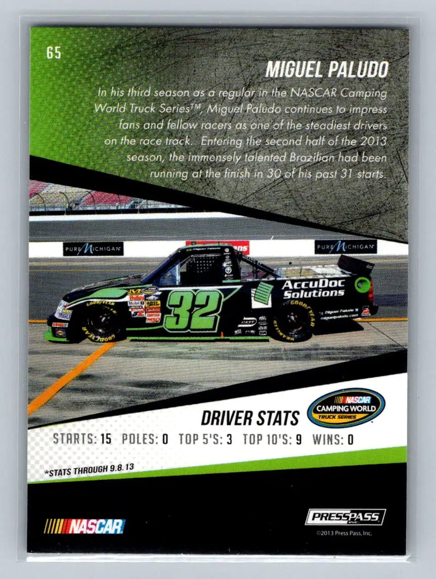2014 Press Pass #65 Miguel Paludo Turner Scott Motorsports - Racing Card Single