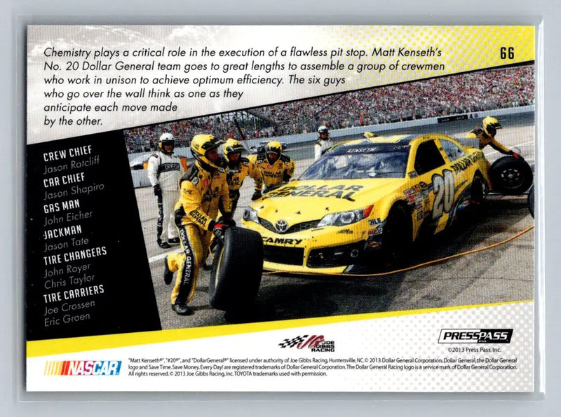 2014 Press Pass #66 Matt Kenseth Joe Gibbs Racing - Racing Card Single